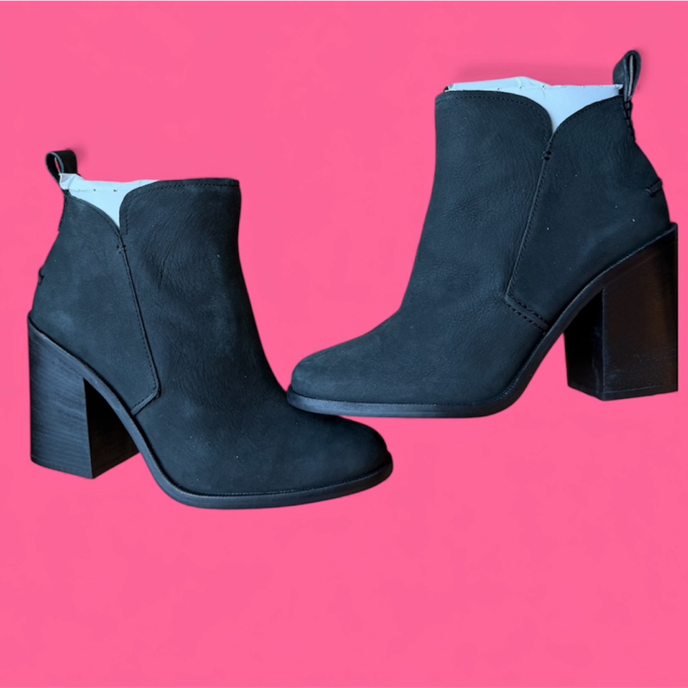 UGG Black Leather Ankle Booties